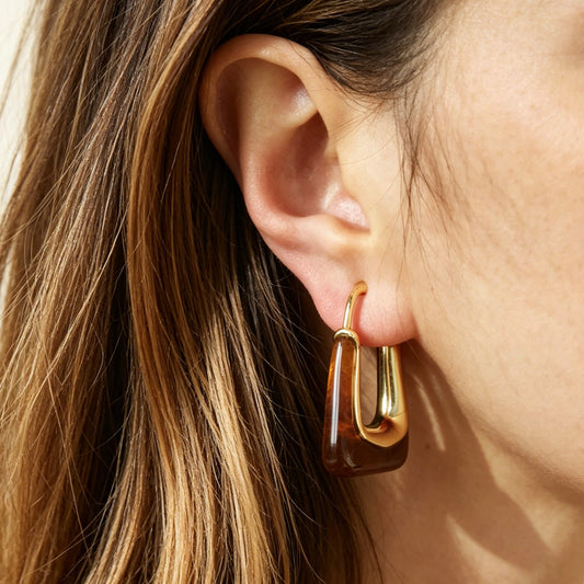 Chocolate-Brown Resin Clip On Earrings