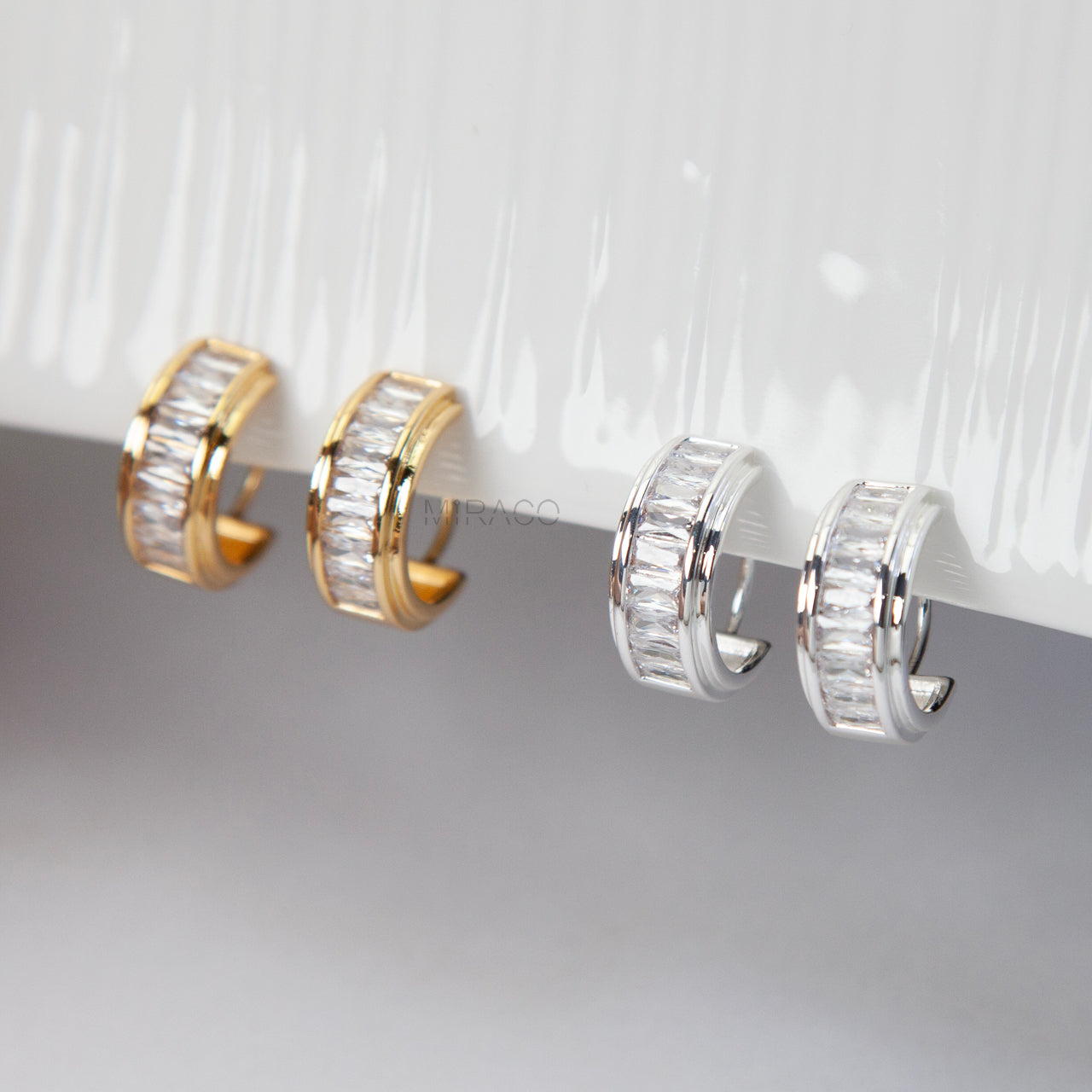 Gold CZ Clip-On Hoop Earrings – Comfortable, No Piercing Needed