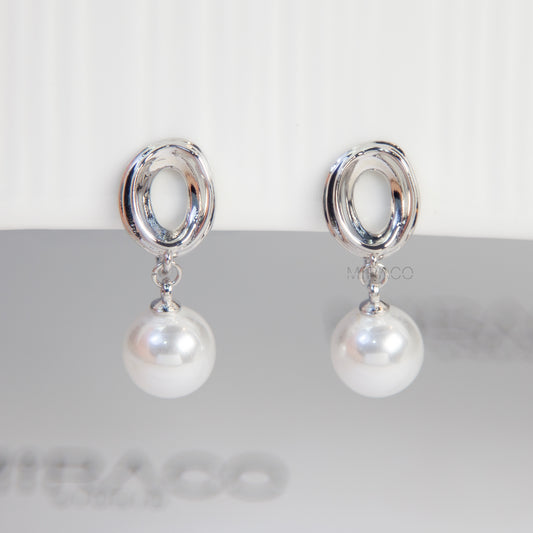 Silver Clip-On Earrings with Faux Pearl Drop – Coil Back, Non-Pierced