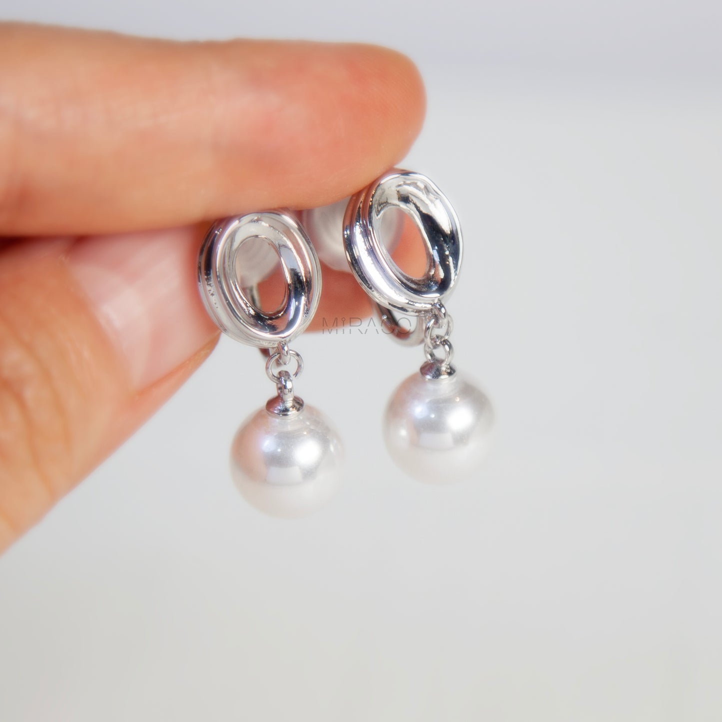 Silver Clip-On Earrings with Faux Pearl Drop – Coil Back, Non-Pierced