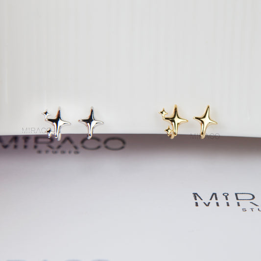 Asymmetrical Star Clip-On Earrings – Gold or Silver
