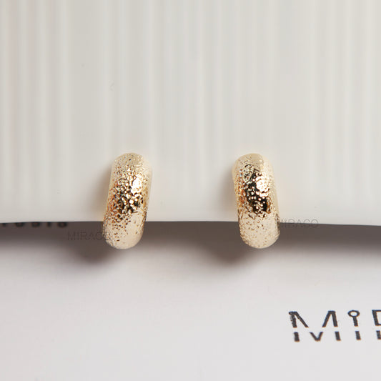 Small Gold Textured Clip On Hoop Earrings