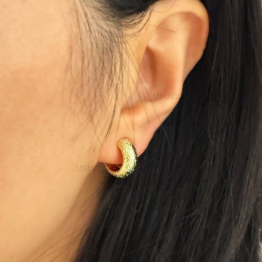 Small Gold Textured Clip On Hoop Earrings