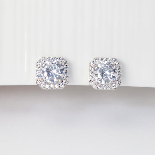 Elegant Cushion-Cut Crystal Clip-On Earrings – Mini-Clip Back, No Piercing Needed