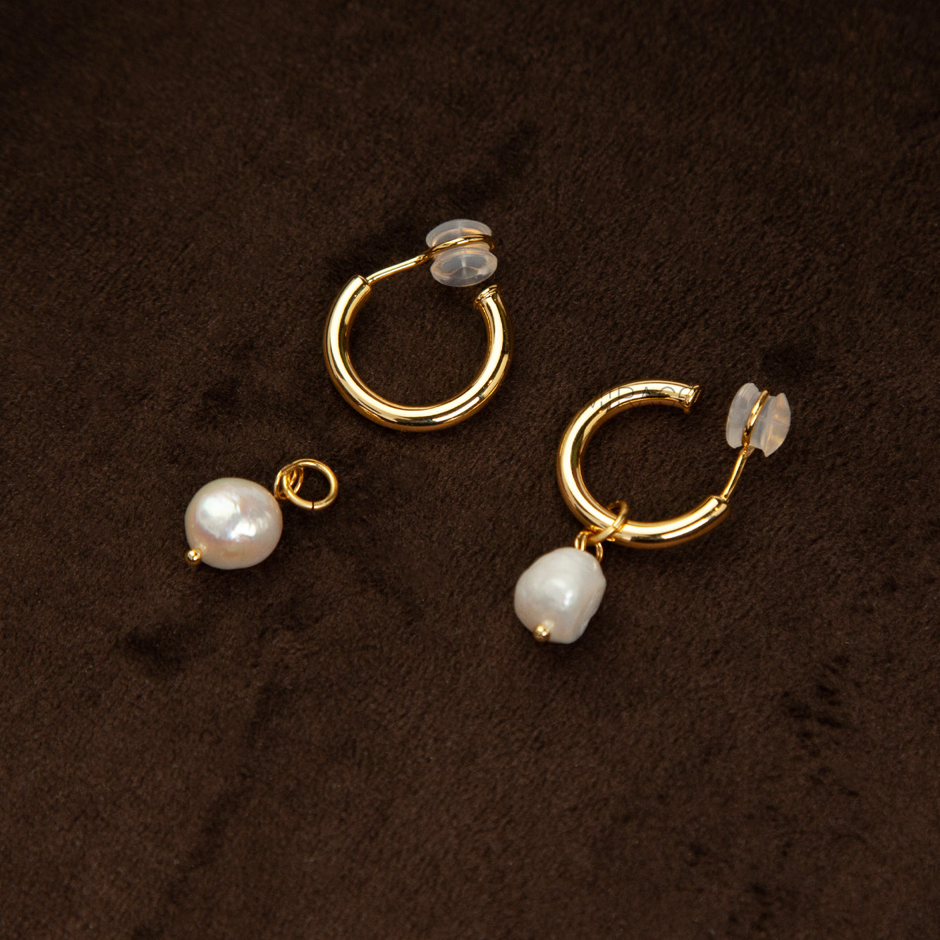 Gold Clip-On Hoop Earrings with Freshwater Pearl Charms – No Piercing Needed