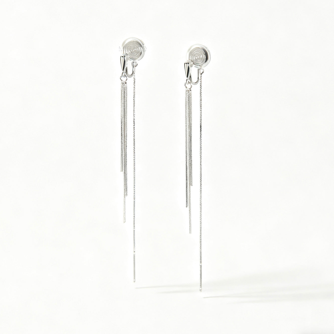 Silver Tassel Clip-On Earrings – Long Dangle Chain Earrings