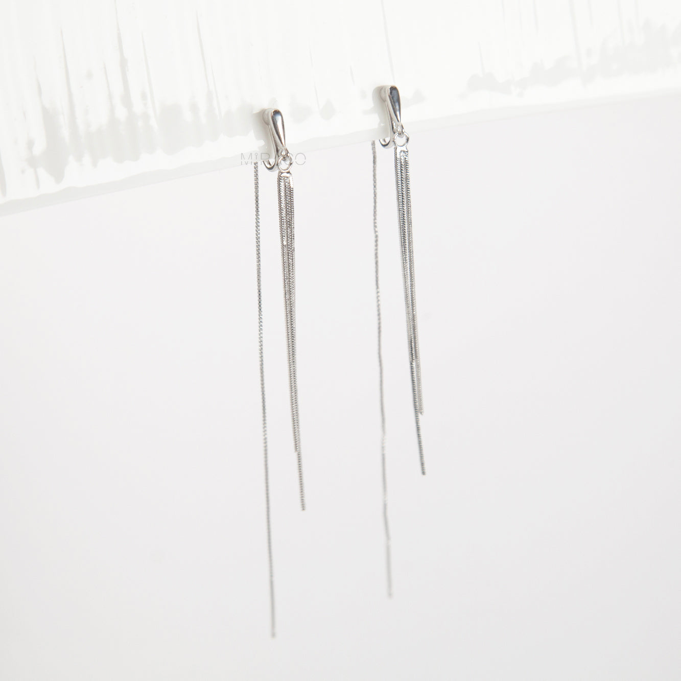 Silver Tassel Clip-On Earrings – Long Dangle Chain Earrings