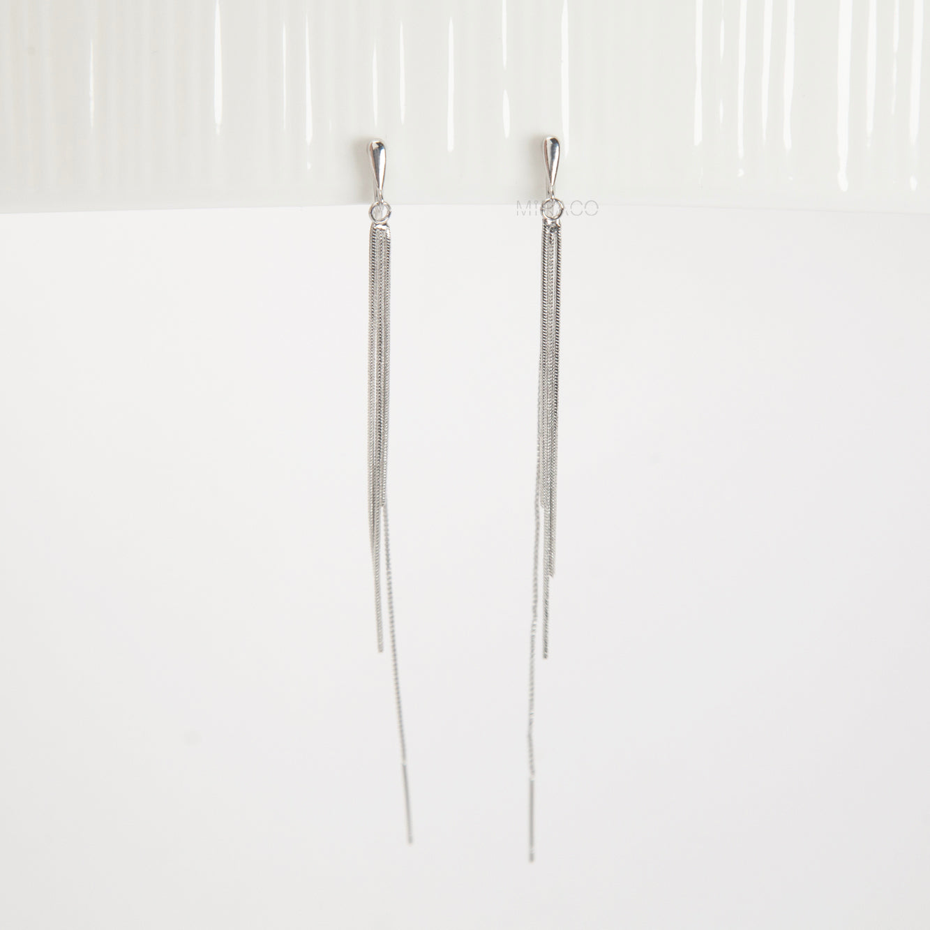 Silver Tassel Clip-On Earrings – Long Dangle Chain Earrings