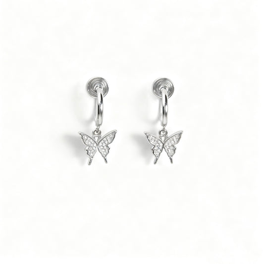 Silver Butterfly Clip-On Earrings