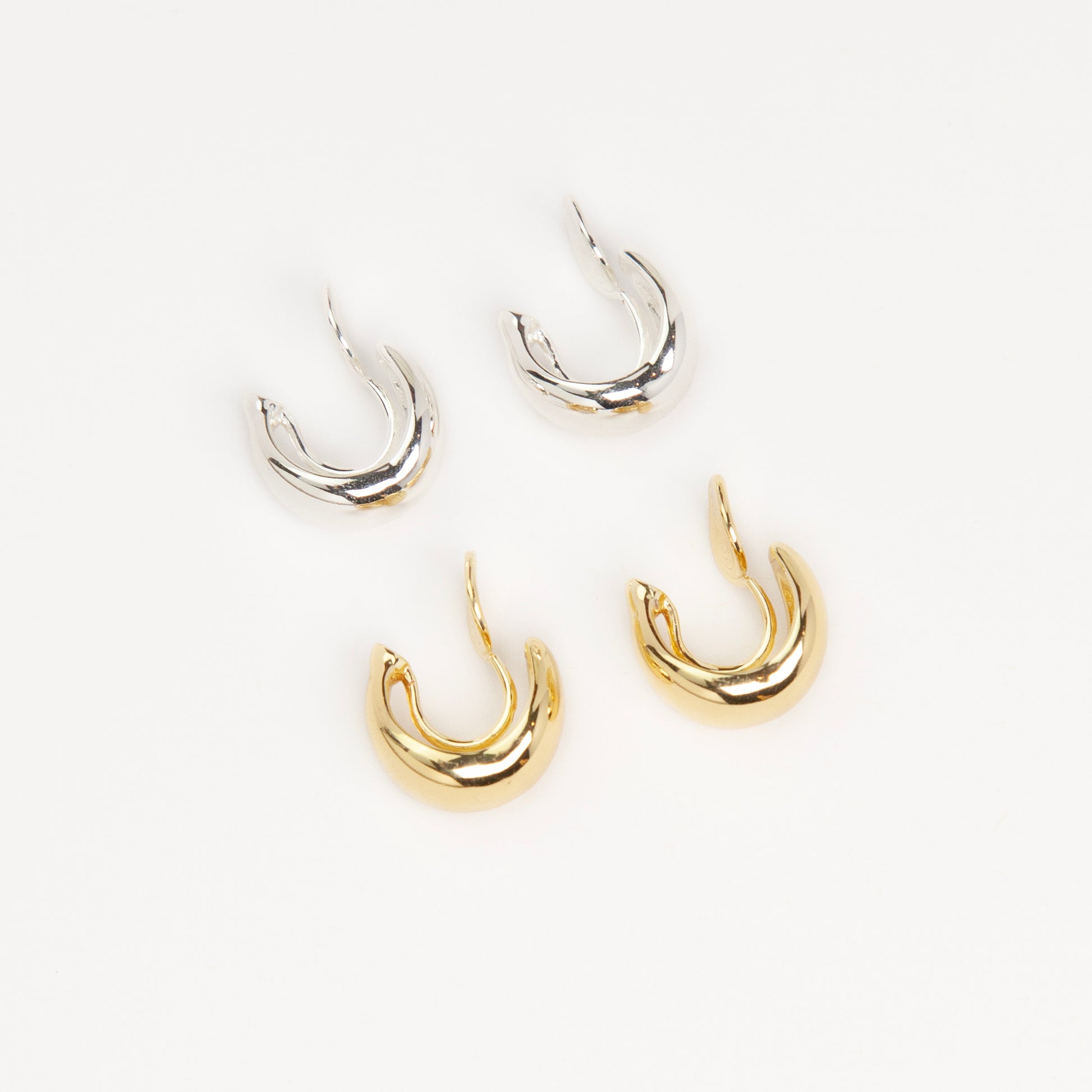 teardrop clip-on hoop earrings, dome hoop earrings silver gold, non pierced clip-on earrings, coil back teardrop earrings, gold clip-on hoops, silver dome hoops, teardrop earrings without piercing, classic everyday clip-ons