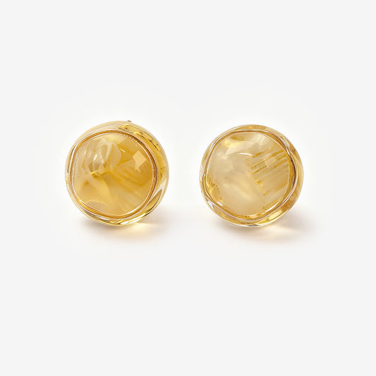 round resin clip-on earrings, gold screw back earrings non pierced, marbled dome earrings, clear resin clip-on studs, screw back clip earrings, statement clip-on earrings, non pierced gold earrings