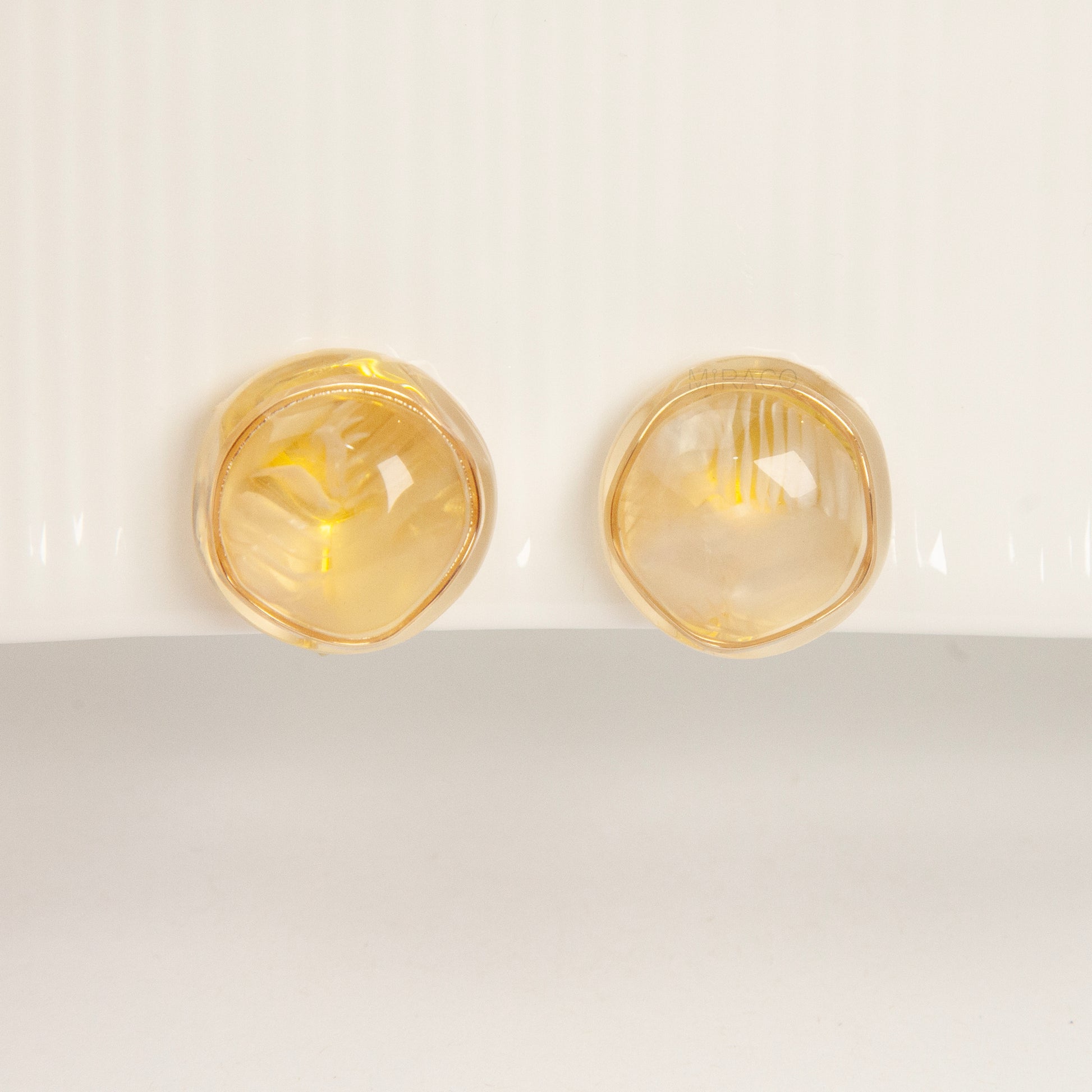round resin clip-on earrings, gold screw back earrings non pierced, marbled dome earrings, clear resin clip-on studs, screw back clip earrings, statement clip-on earrings, non pierced gold earrings