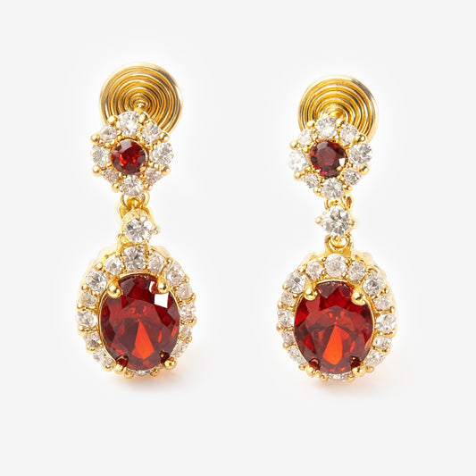 uby red clip-on earrings, ruby crystal drop earrings, red oval clip-on earrings, gold ruby clip-on earrings, ruby red dangle earrings non pierced, ruby clip-on earrings for weddings, ruby red statement earrings, ruby red ear clips, ruby red evening earrings non pierced, crystal halo clip-on earrings, ruby inspired jewellery clip ons