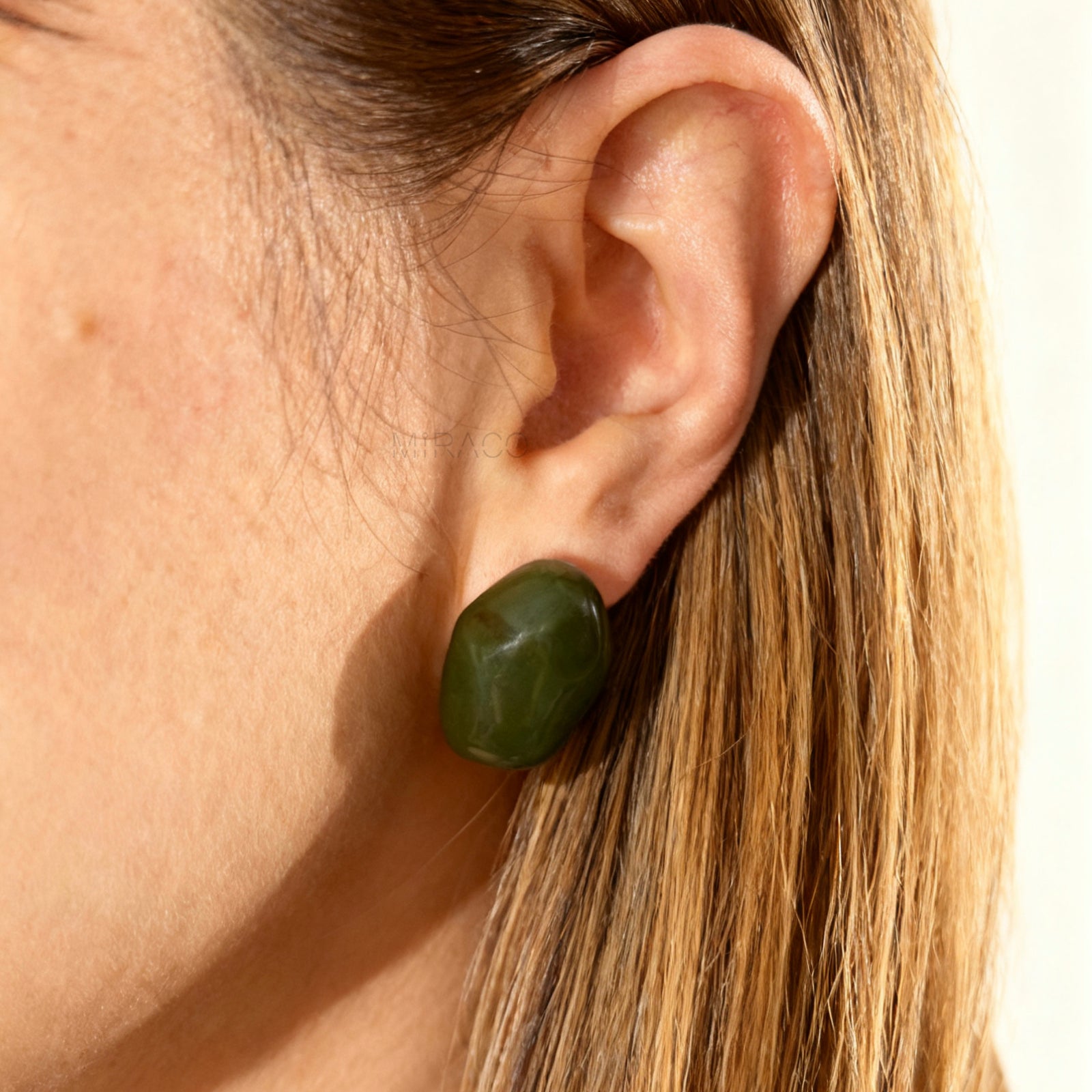 chunky resin clip on earrings, stone effect clip on earrings, non pierced stud earrings, resin stud earrings coil back, green clip on earrings, amber brown clip on studs, marbled clip on earrings, bold clip on earrings, modern clip on earrings