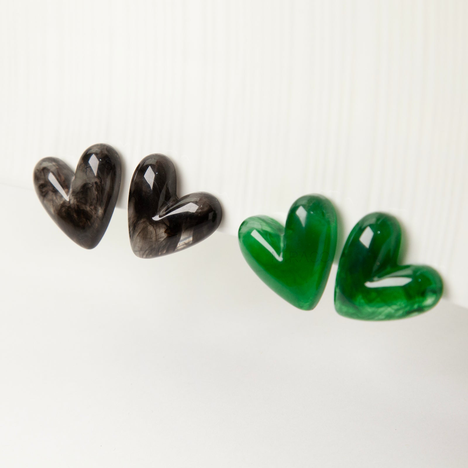 heart resin clip on earrings, screw back clip on earrings, large heart stud earrings, non pierced earrings heart, resin heart earrings, black heart clip on studs, green heart clip on earrings, oversized heart earrings, trendy clip on earrings