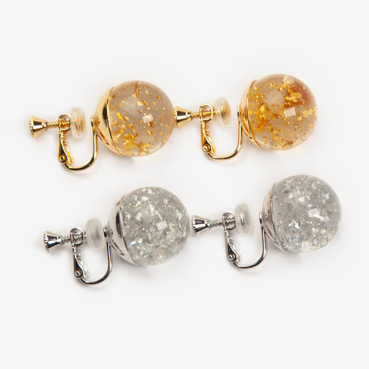 Gold Flake & Silver Sparkle Lollipop Clip-On Earrings – Screw Back