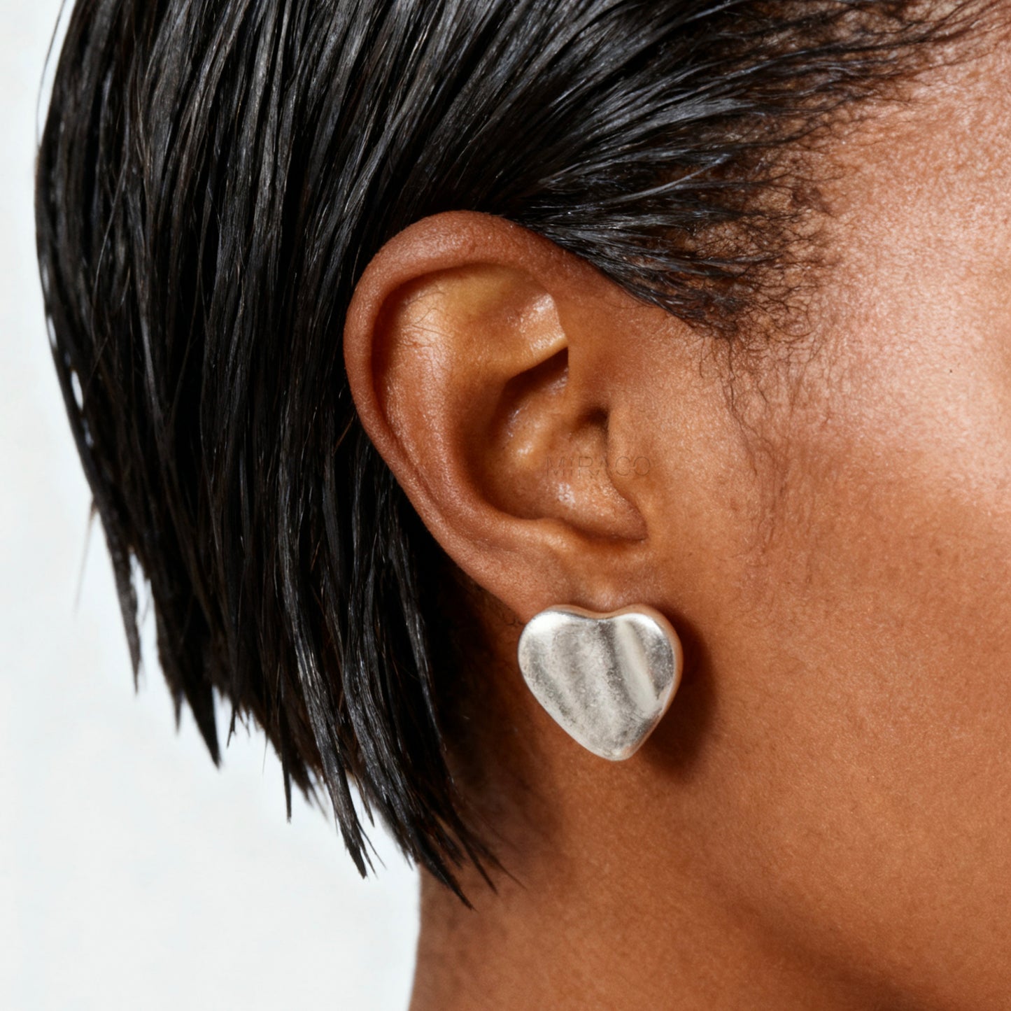 Chunky Heart Clip-On Earrings - Adjustable Screw Back (Gold/Silver)