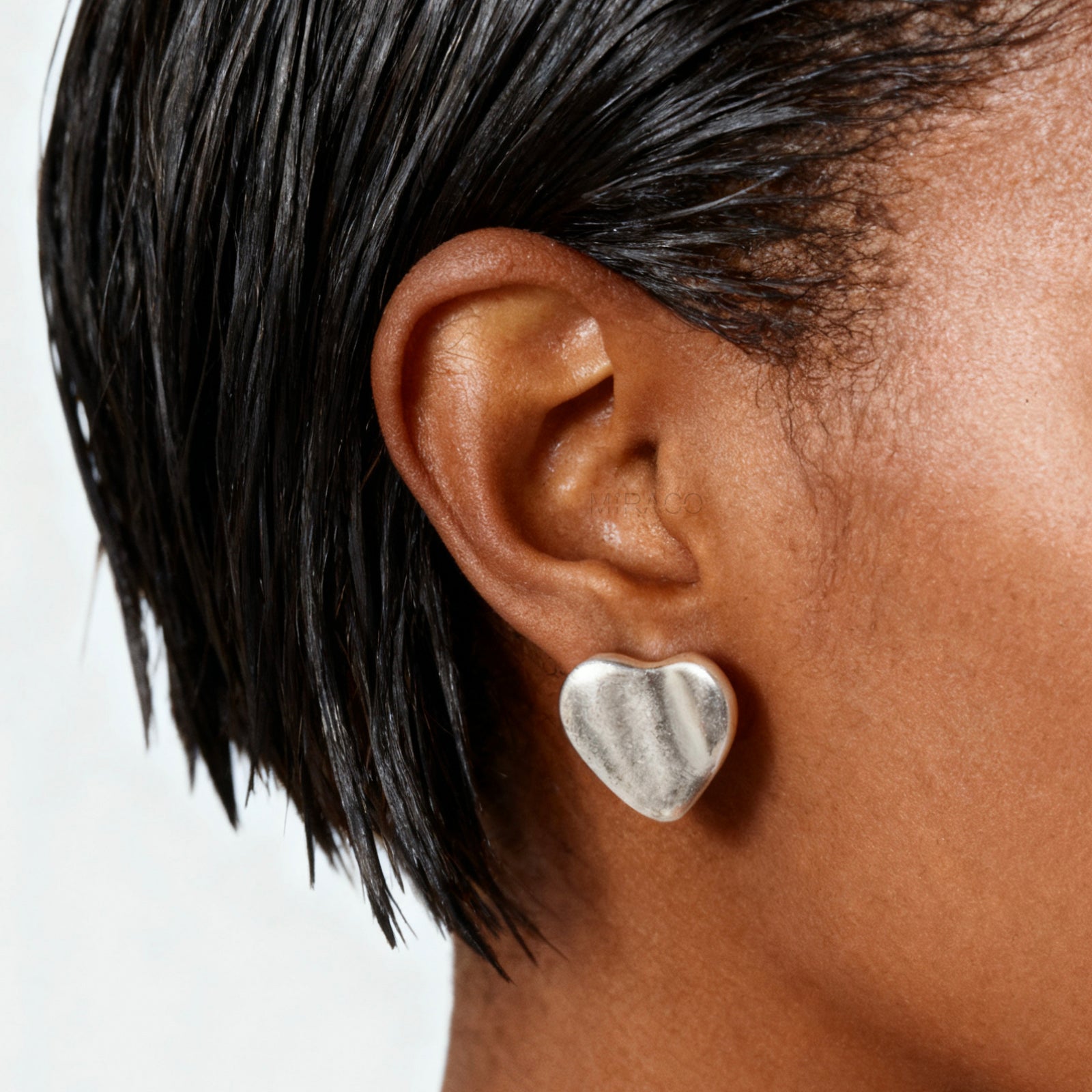 Chunky Heart Clip-On Earrings - Adjustable Screw Back (Gold/Silver)