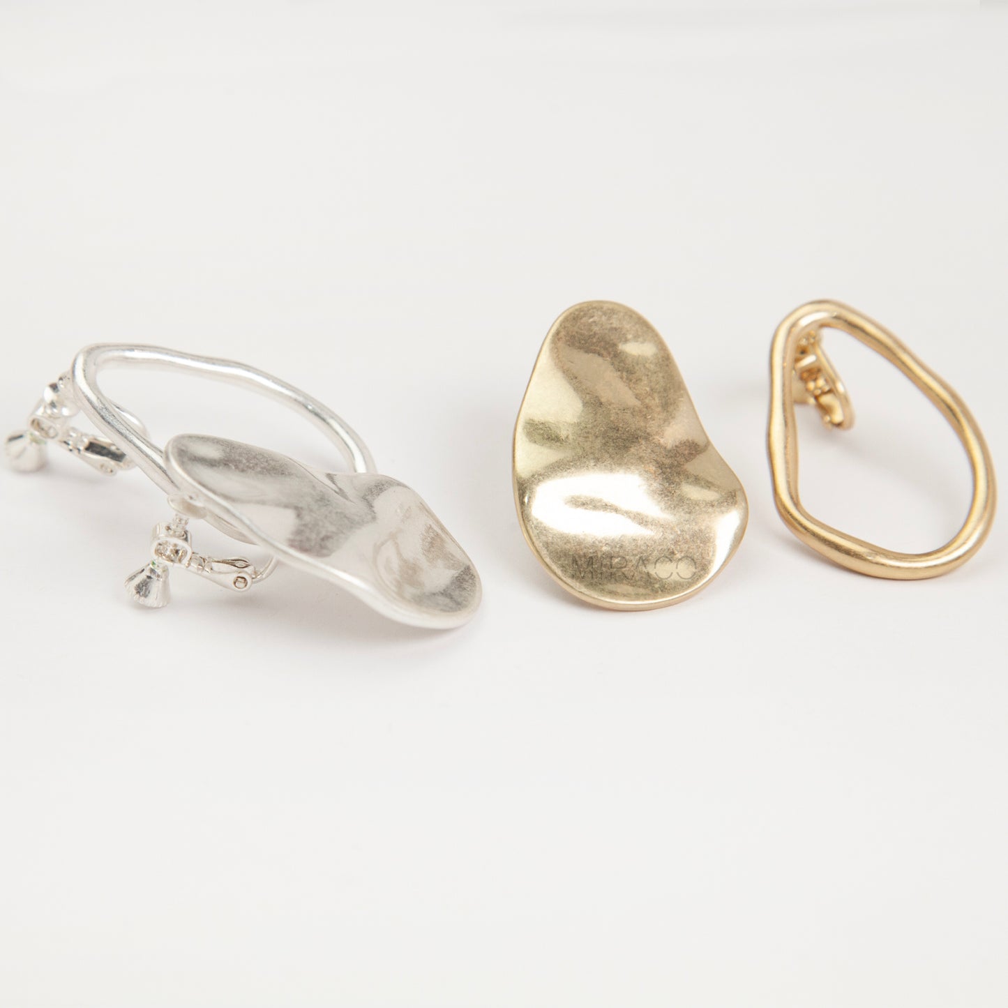 Large Clip-On Metal Disk Earrings Screw Back Vintage-tone Metal