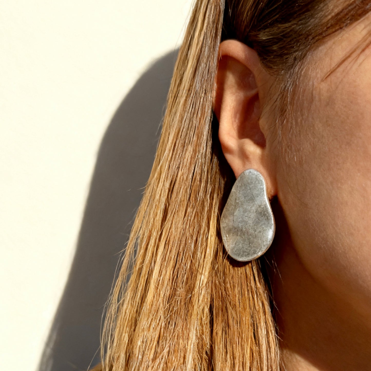 Large Clip-On Metal Disk Earrings Screw Back Vintage-tone Metal