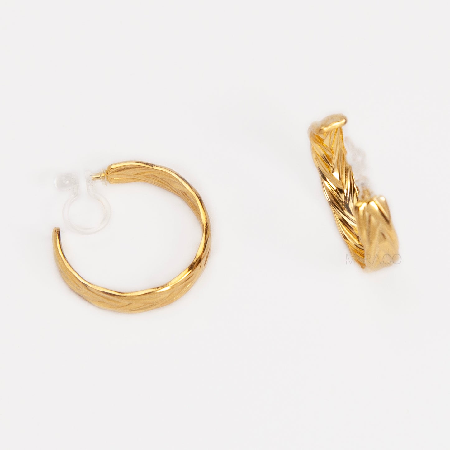 Gold Braided Hoop Invisible Clip-On Earrings
