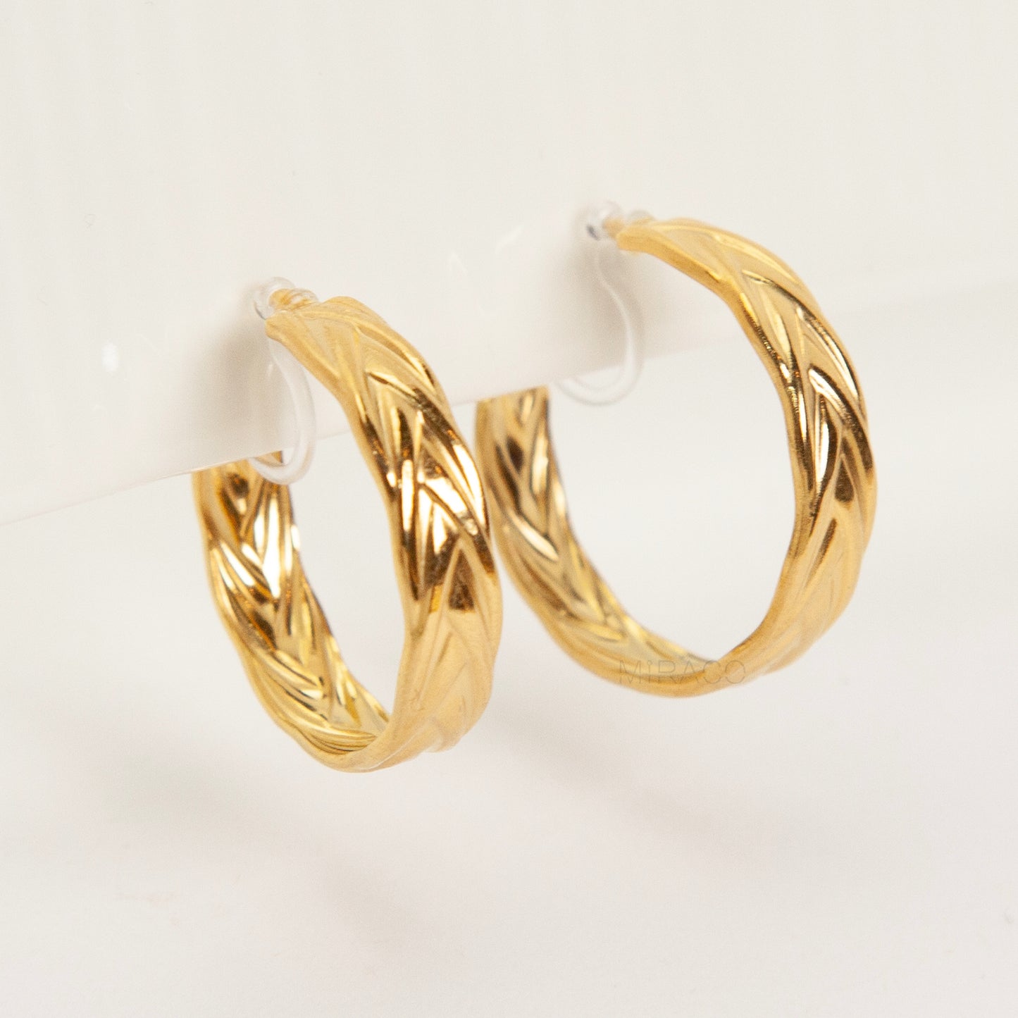 Gold Braided Hoop Invisible Clip-On Earrings
