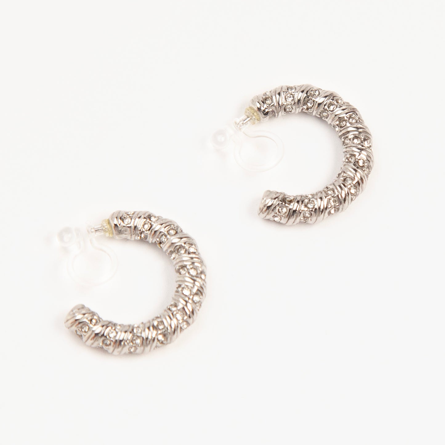 Diamond Twist Hoop Clip-On Earrings-Gold or Silver