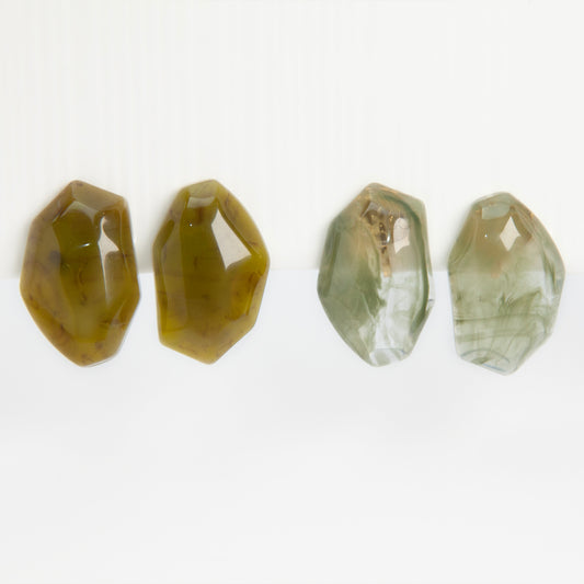 Chunky Stone Clip-On Earrings – Resin Stud Earrings