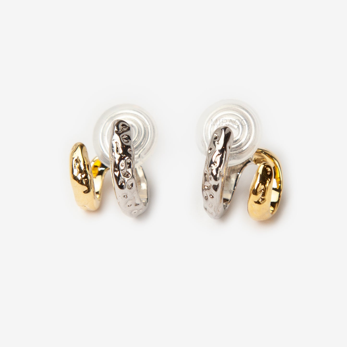 Two-Tone Double Hoop Clip-On Earrings