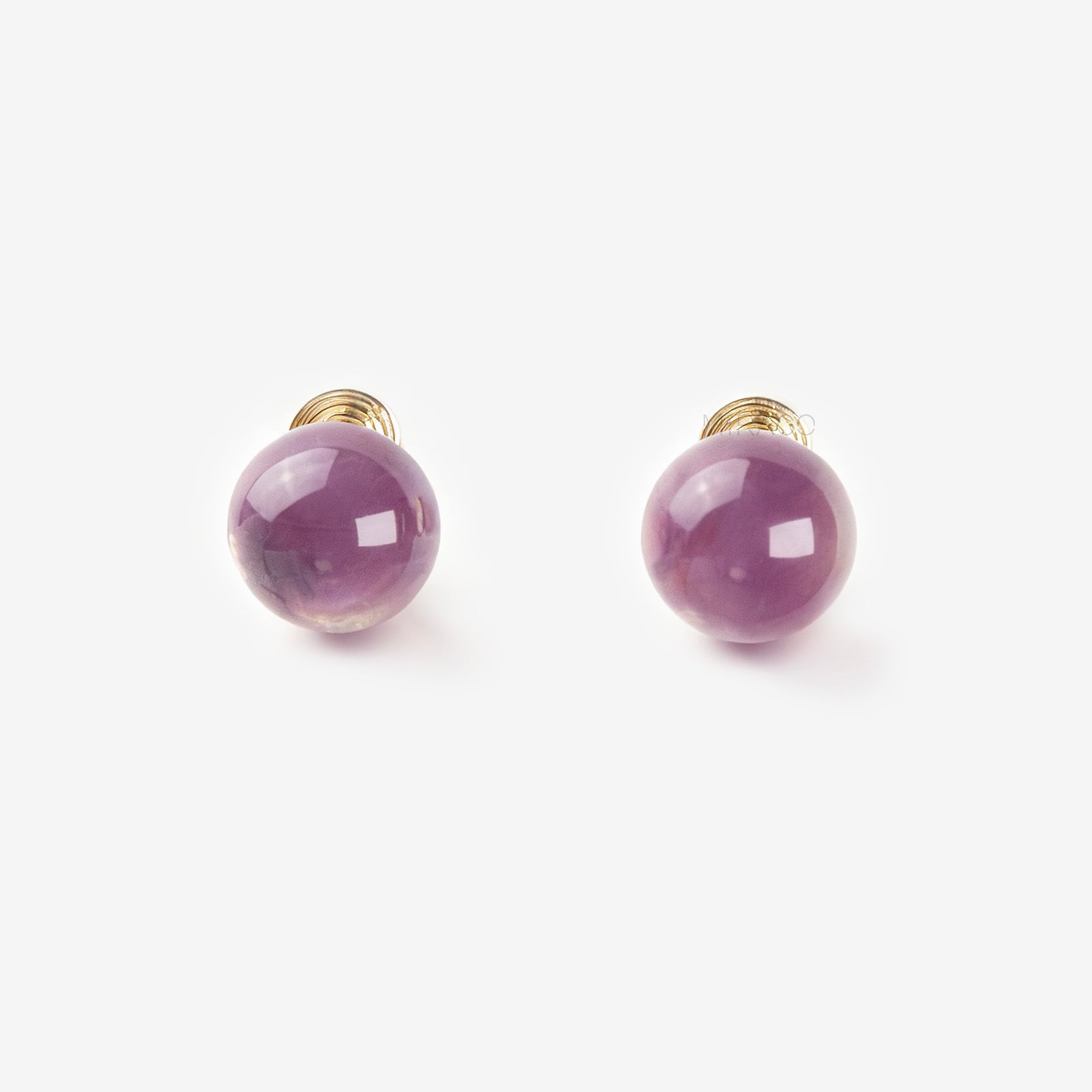 Bold Purple Resin Stud Clip-On Earrings - Coil Back, Non-Pierced
