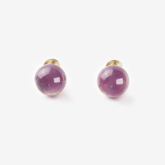 Bold Purple Resin Stud Clip-On Earrings - Coil Back, Non-Pierced