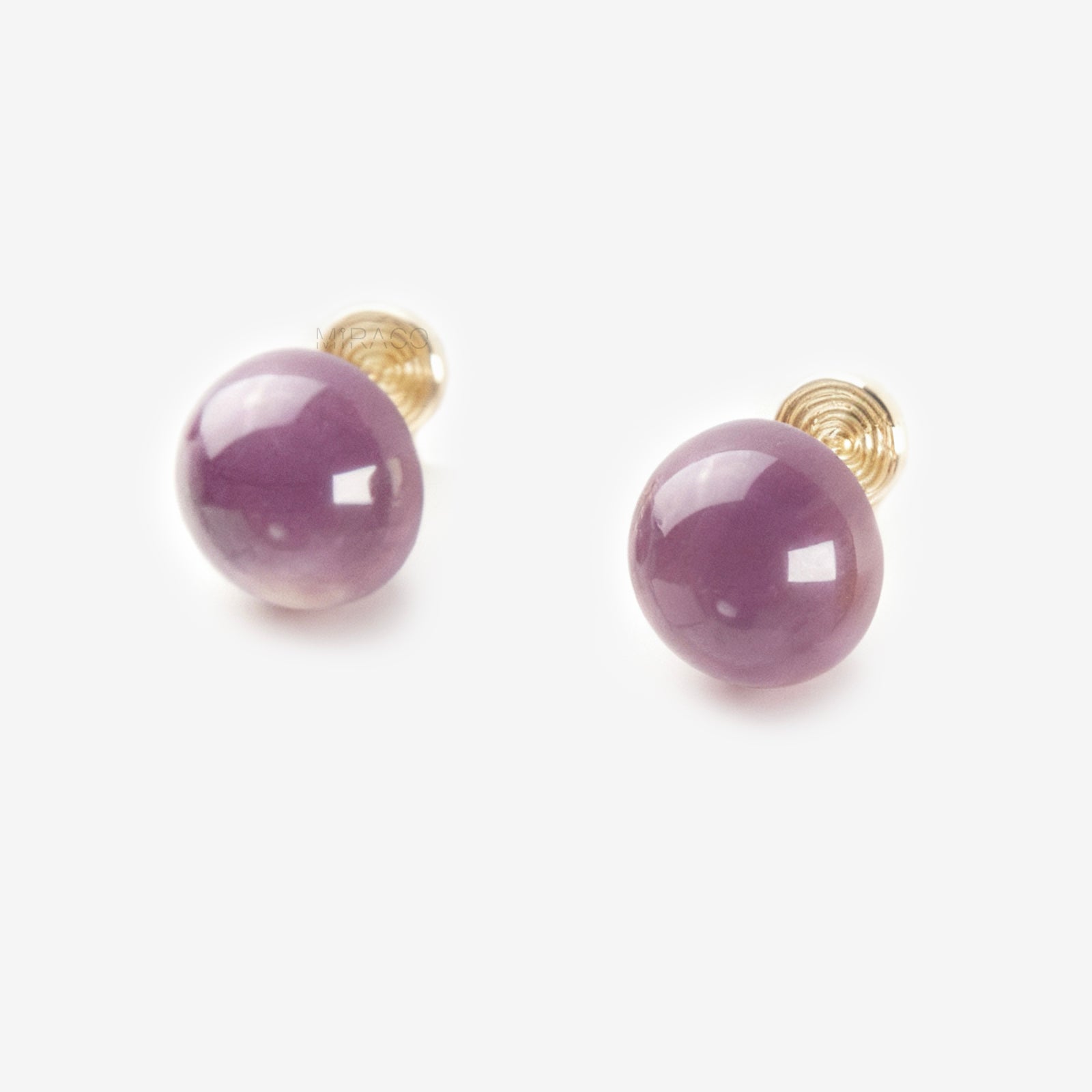 Bold Purple Resin Stud Clip-On Earrings - Coil Back, Non-Pierced