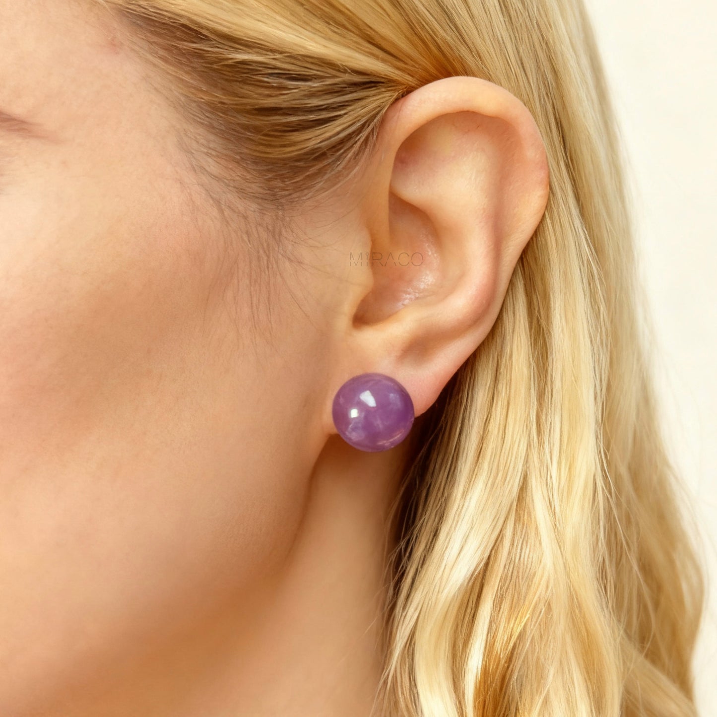 Bold Purple Resin Stud Clip-On Earrings - Coil Back, Non-Pierced
