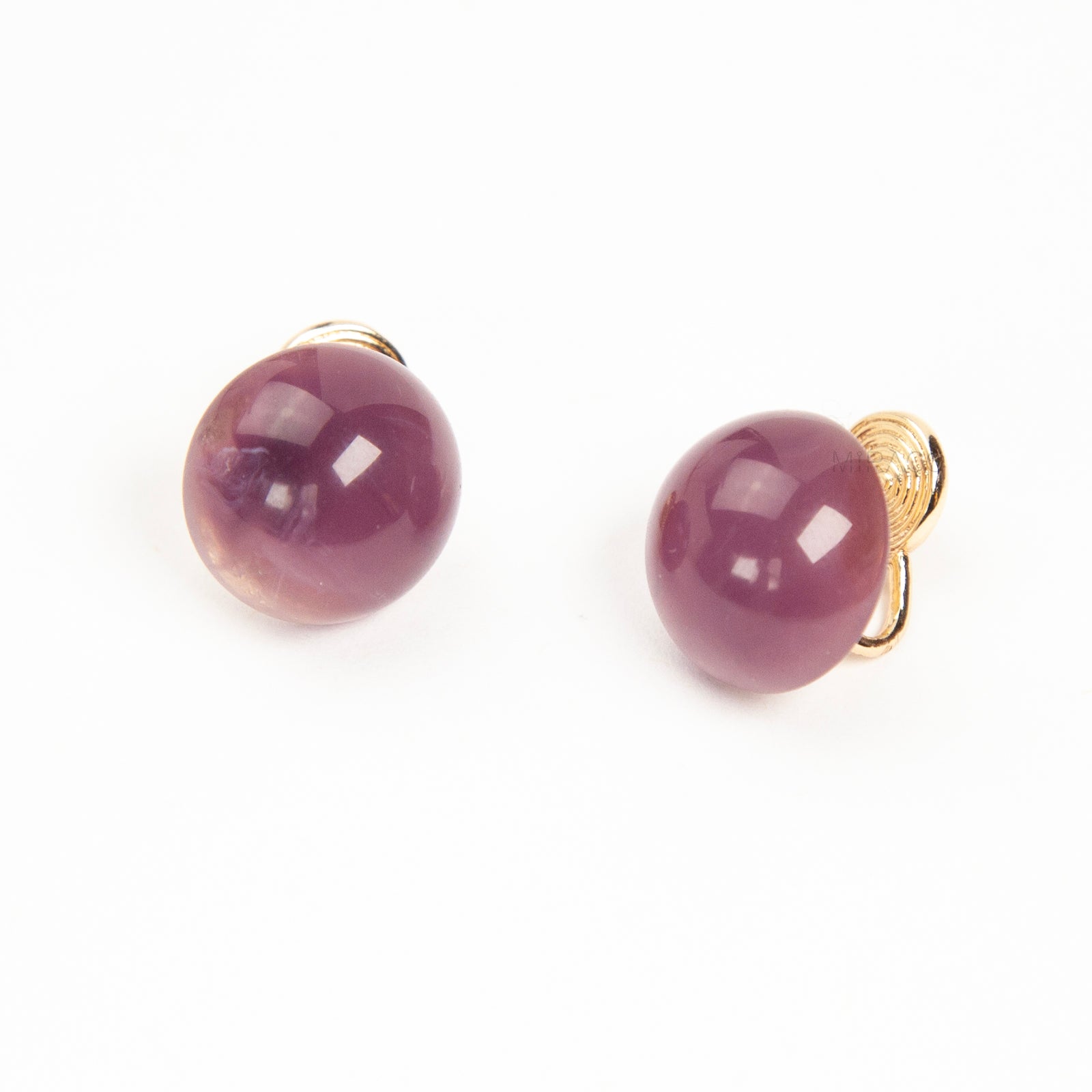 Bold Purple Resin Stud Clip-On Earrings - Coil Back, Non-Pierced