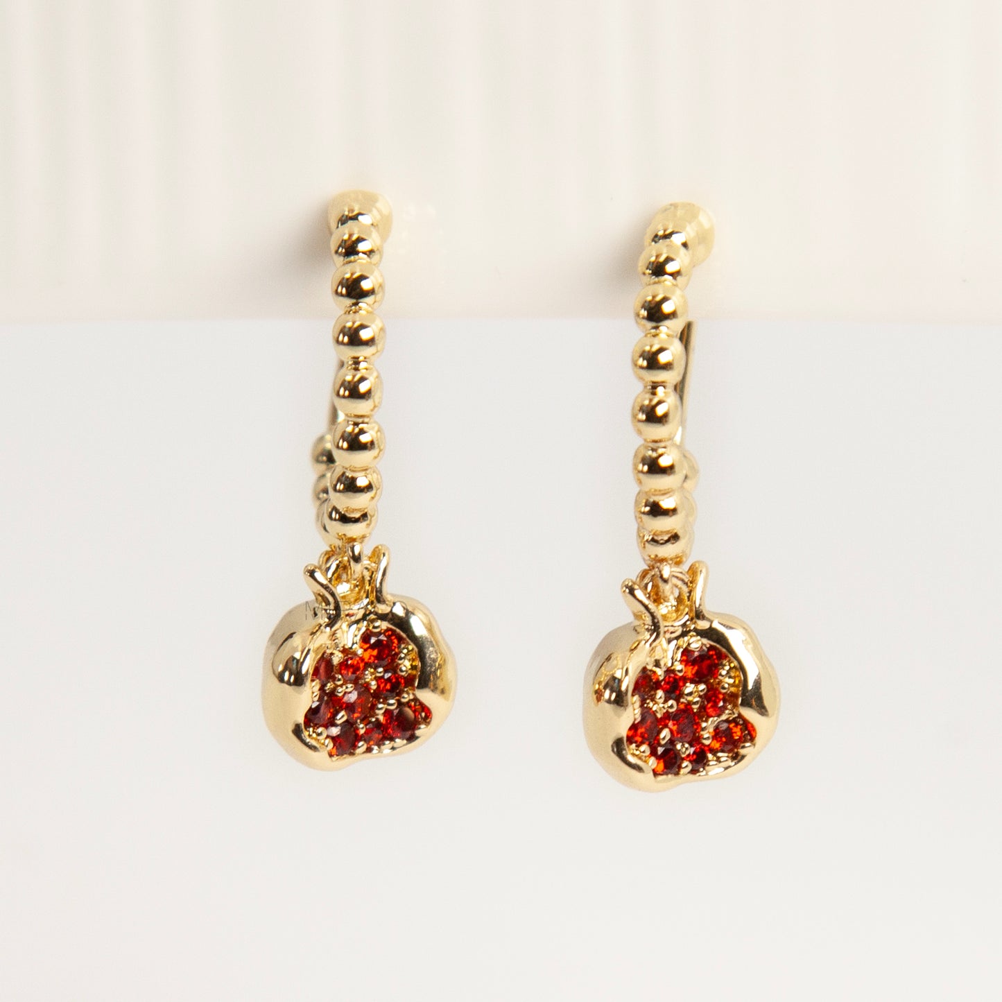 Gold Pomegranate Drop Clip-On Earrings
