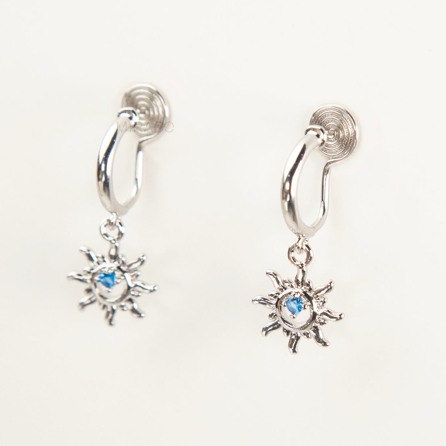 Sunburst Dangle Coil Back Clip-On Earrings for Non-Pierced Ears