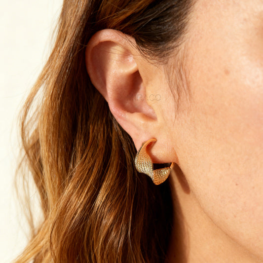 twisted texture clip-on hoop earrings with a coil/screw back, one pair in gold tone and one in silver tone 