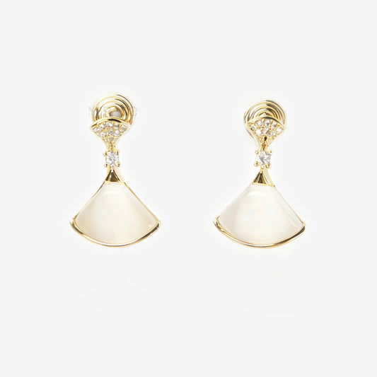 Art Deco Fan Dangle Clip-On Earrings