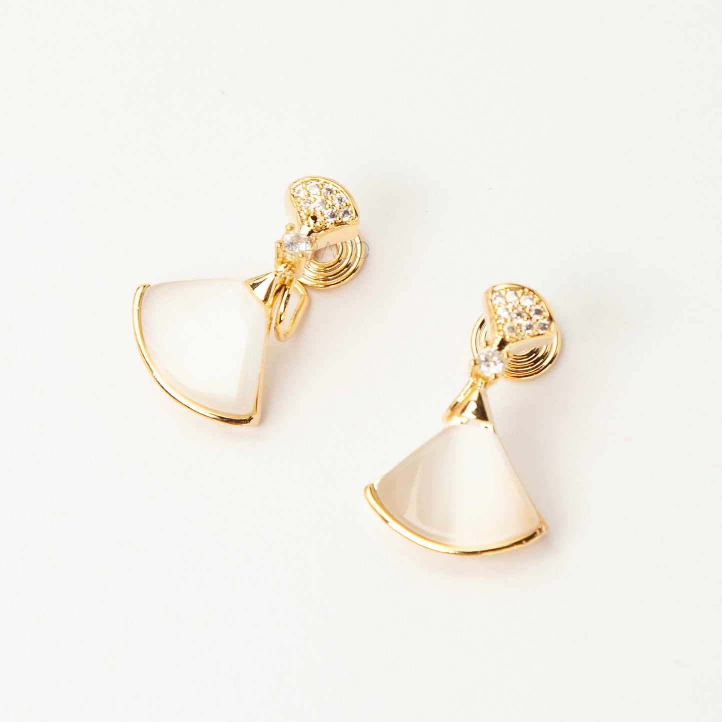 Art Deco Fan Dangle Clip-On Earrings