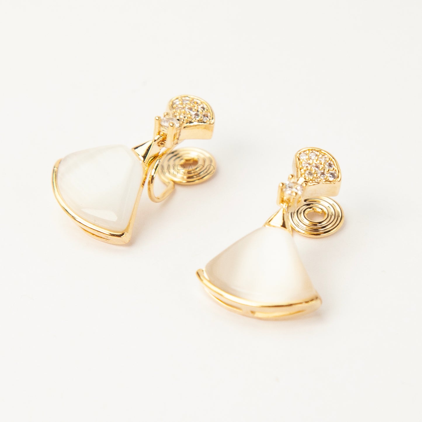 Art Deco Fan Dangle Clip-On Earrings