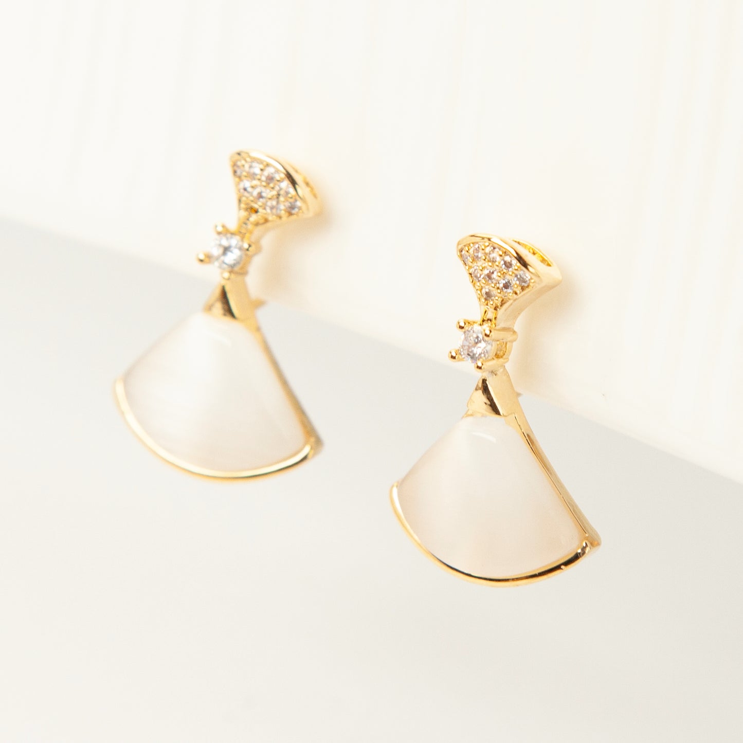 Art Deco Fan Dangle Clip-On Earrings