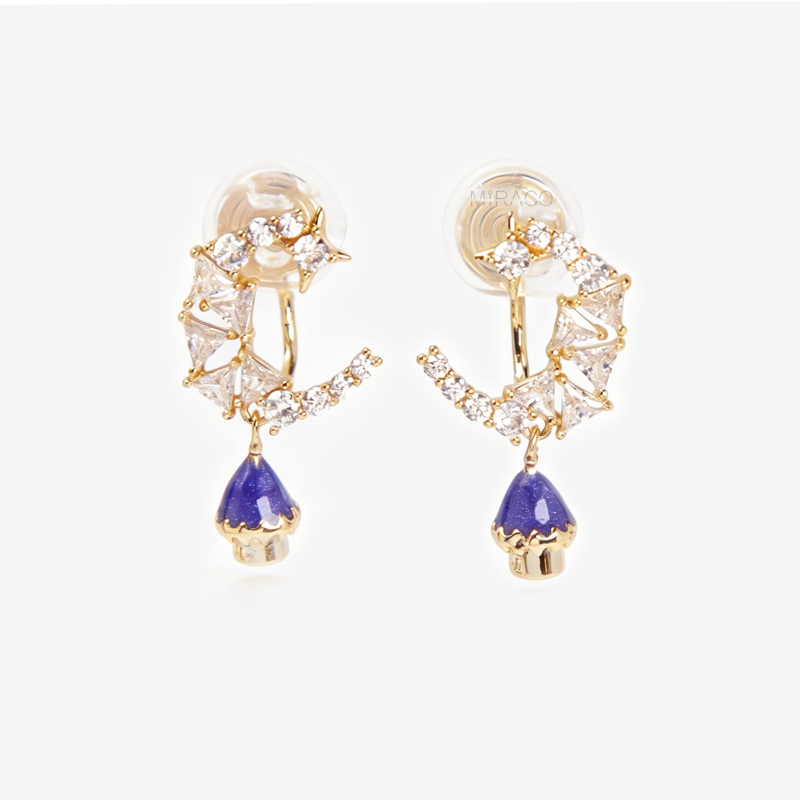 Gold Celestial Moon & Mushroom Clip-On Earrings