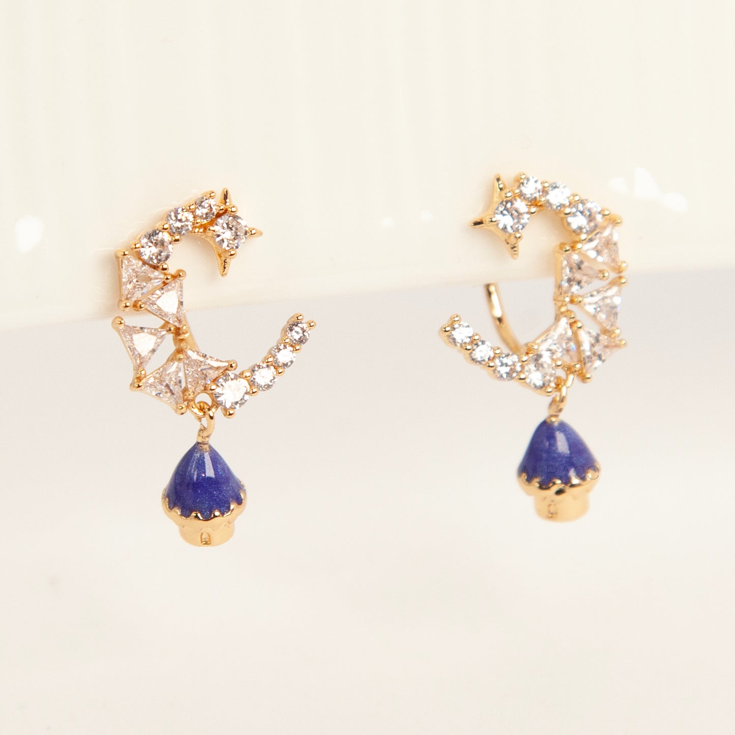 Gold Celestial Moon & Mushroom Clip-On Earrings