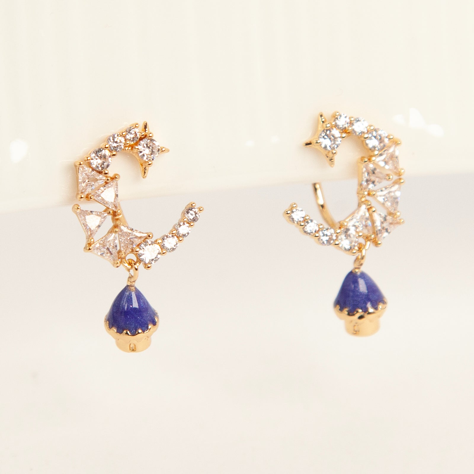 Gold Celestial Moon & Mushroom Clip-On Earrings
