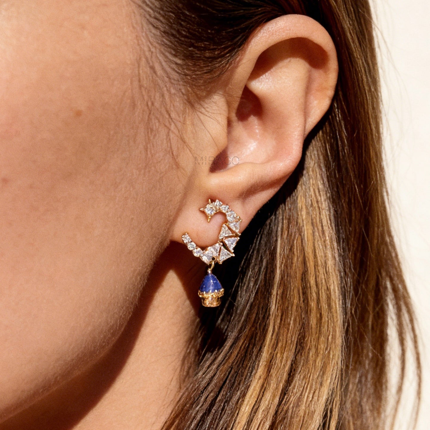 Gold Celestial Moon & Mushroom Clip-On Earrings
