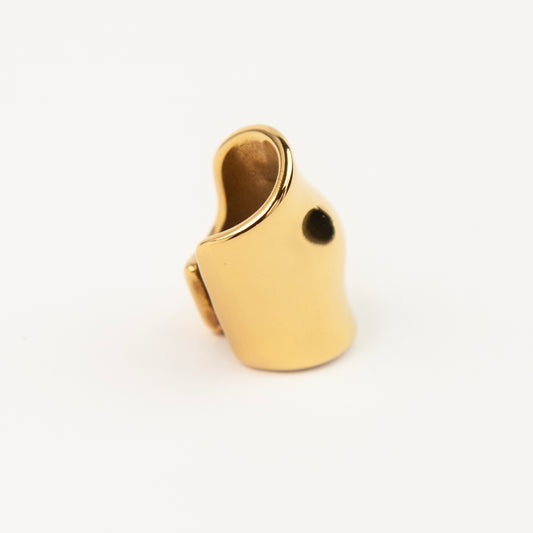 A solid, wide, dome-style chunky gold ear cuff crafted from high-polish stainless steel