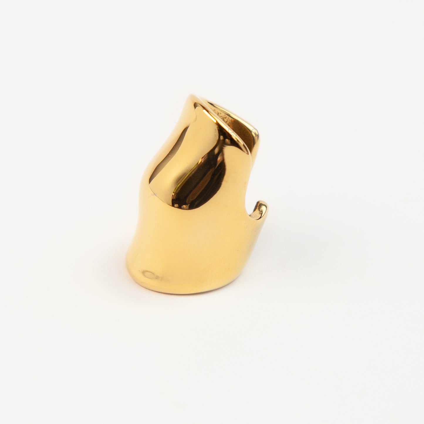 A solid, wide, dome-style chunky gold ear cuff crafted from high-polish stainless steel