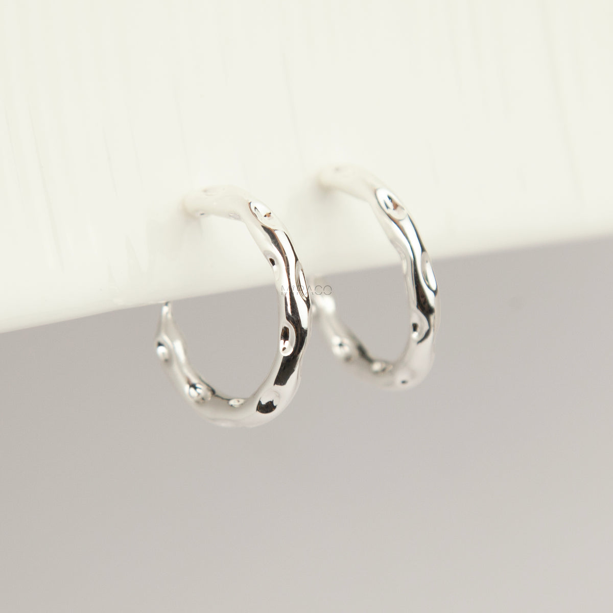 Gold or Silver Textured Hammered Hoop Clip On Earrings