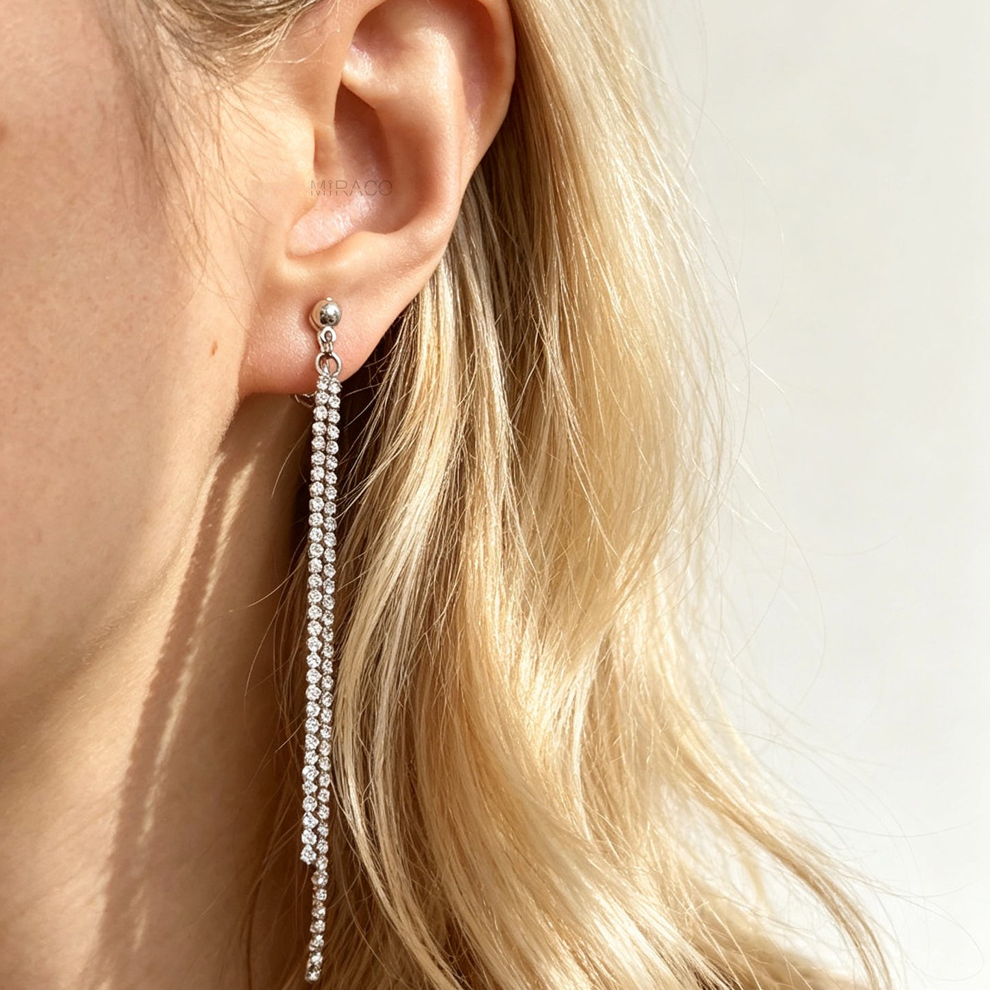 Gold and silver long crystal fringe tassel clip-on earrings with adjustable screw back and mini clip options 