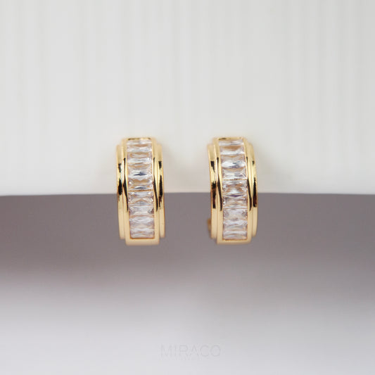 Gold CZ Clip-On Hoop Earrings – Comfortable, No Piercing Needed
